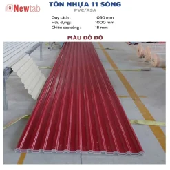 Tôn Nhựa 11 Sóng - Màu Đỏ Đô