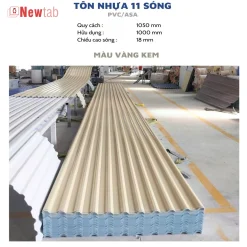 Tôn Nhựa 11 Sóng - Màu Vàng Kem