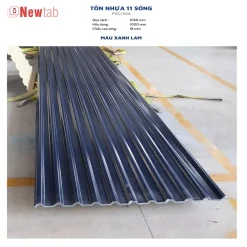Tôn Nhựa 11 Sóng - Màu Xanh Lam