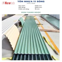 Tôn Nhựa 11 Sóng - Màu Xanh Ngọc