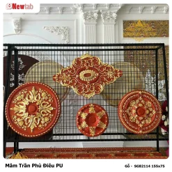 Mâm Trần Hoa Văn Phù Điêu Nhựa Pu Mã Gỗ -  SG82114 155x75