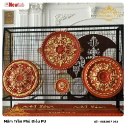 Mâm Trần Hoa Văn Phù Điêu Nhựa Pu Mã Gỗ - SG82037 D82