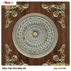 Mâm Trần Hoa Văn Phù Điêu Nhựa Pu Mã Vàng- 82110 D90