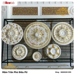 Mâm Trần Hoa Văn Phù Điêu Nhựa Pu Mã Vàng - SG82020 D95